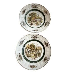ENGLISH RURAL SCENES 2 PC Decorative Wall Plate by Grindley of Stoke